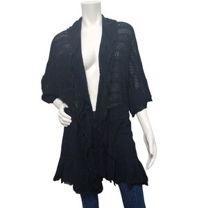 Women's Black Open-Front Sweater